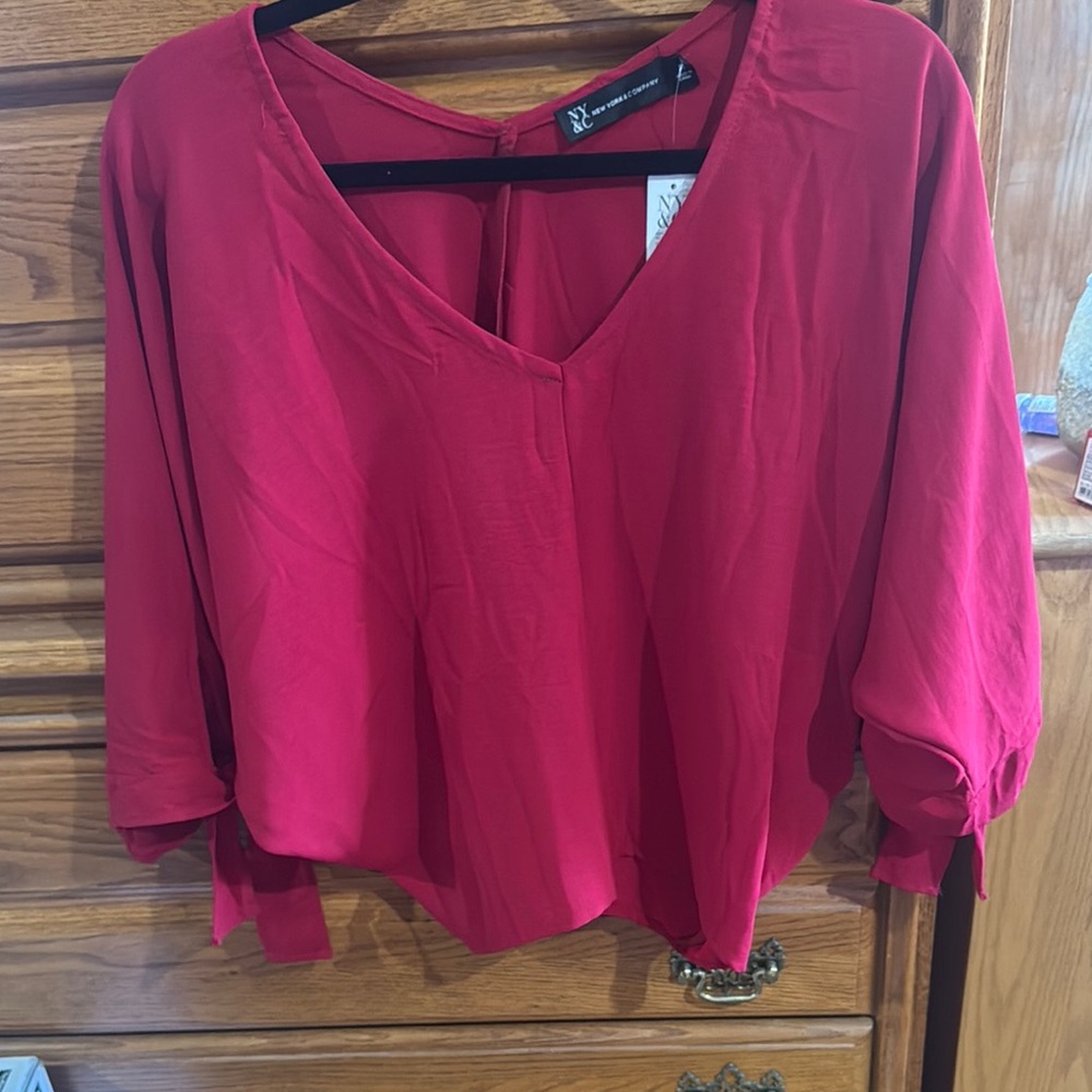 Women's Red V-Neck Blouse